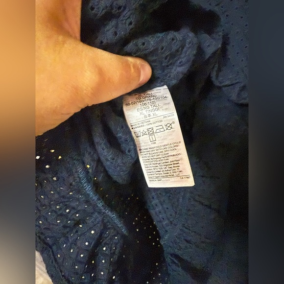 NWT GAP TALL navy eyelet peplum cotton tank top size XLT - Picture 6 of 6